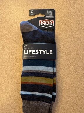 Darn Tough Lifestyle Merino Wool Crew Socks - Striped Blue/Green